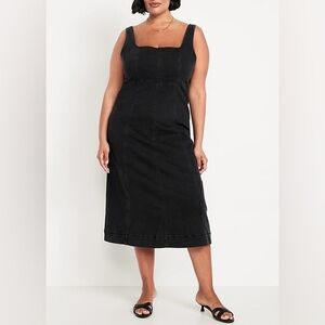 Old Navy Fit & Flare Sleeveless Black Denim Midi Dress  Jumper Plus Size XXL NWT